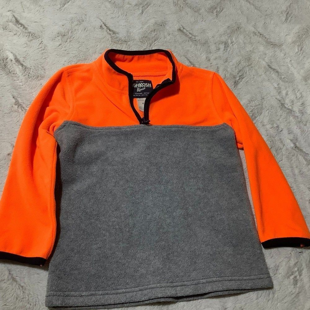 Oshkosh b'gosh orange gray fleece jacket size 4